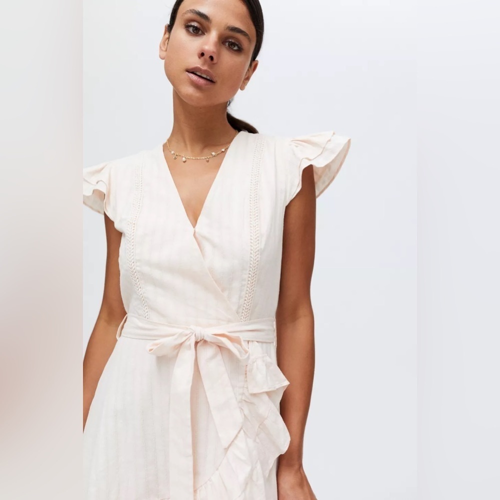 MINKPINK Pink Flutter Sleeve Sundress MINKPINK Kelsey Mini Wrap Dress - Picture 6 of 11